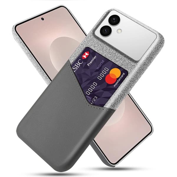 Mobilskal till Samsung Galaxy S26 Edge PU Läder Klädtextur Hård PC - Grå