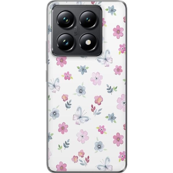 Mobilcover til Xiaomi 14T med Blomster og sommerfugle