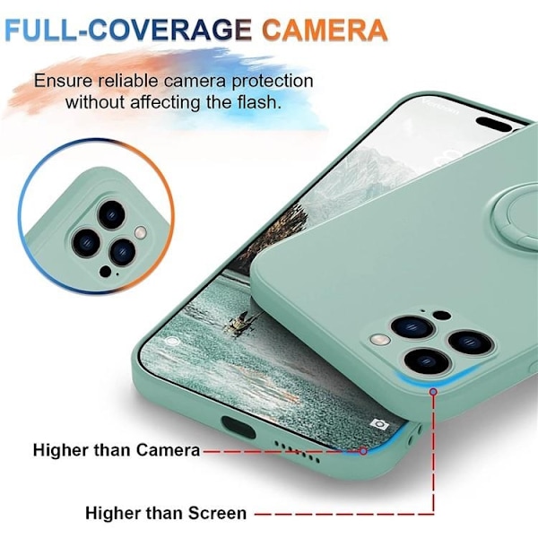 Mobilskal till iPhone 15 Pro Max Ringhållare Liquid Silikon - Cyan