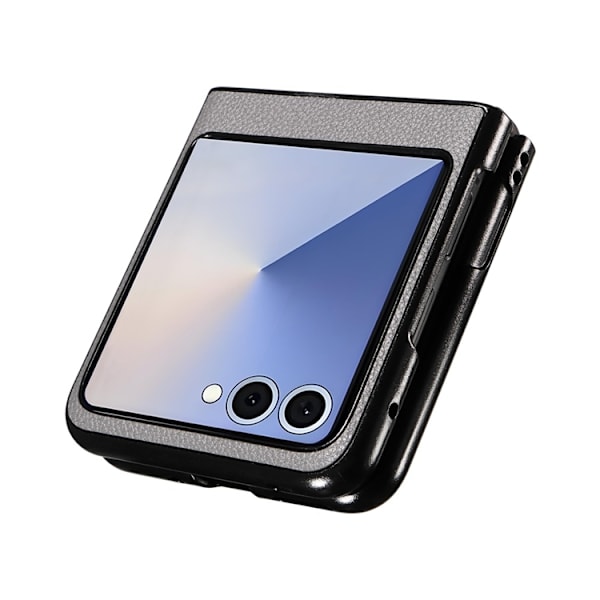 Mobilskal till Galaxy Z Flip7 Litchi Texture Läder - Grå Grå