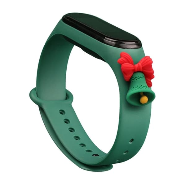 Xiaomi Mi Band 3/4 Silikon Strap Xmas Bell - Mörkgrön Grön