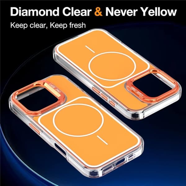 Mobilskal till iPhone 16 Pro Max MagSafe Lens Kickstand med Handrem - Orange Orange