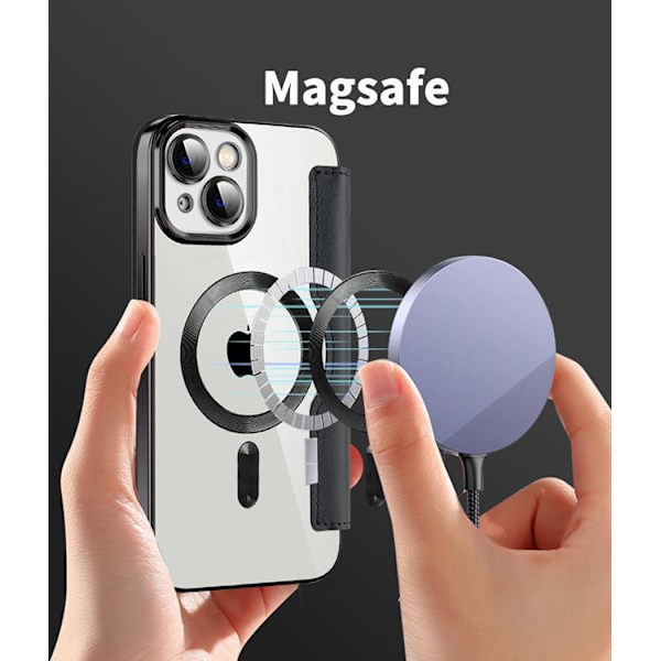iPhone 14 Plus Magsafe Pungetui RFID Flip - Brun Brun