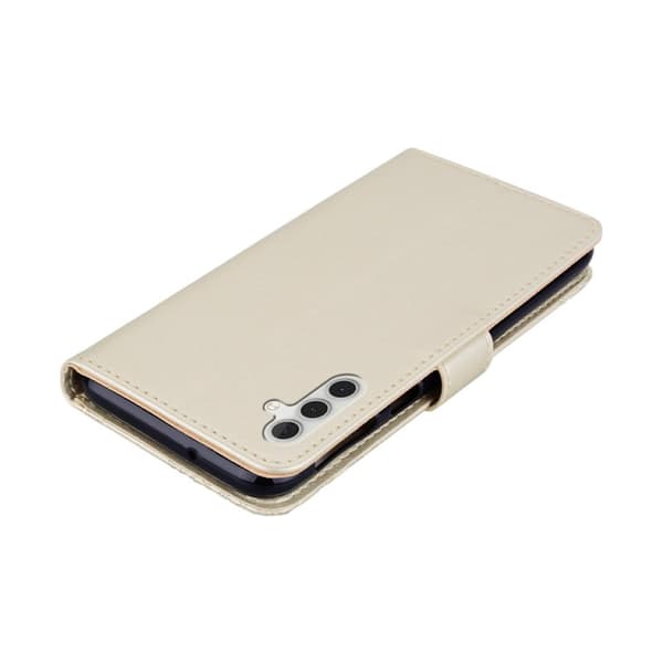 Plånboksfodral för Samsung Galaxy S26 Konstläder med rem - Guld