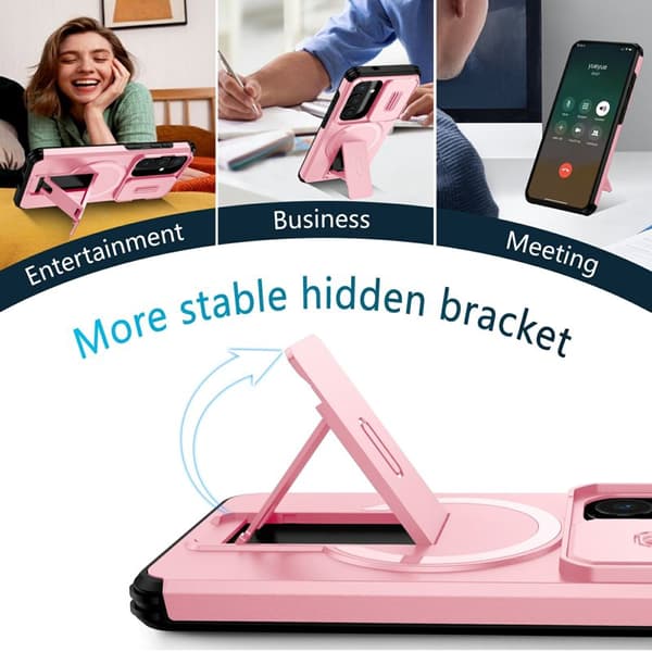 Mobilskal för Samsung Galaxy S26 Magnetiskt PC + TPU Kickstand - Rosa