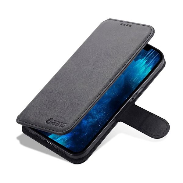AZNS iPhone 13 Pro Max Plånboksfodral Konstläder - Svart