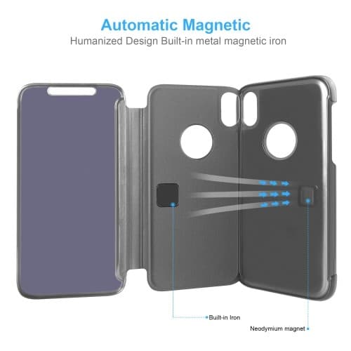 Elektroplettering Mirror View Etui til iPhone XS MAX - Hvid White
