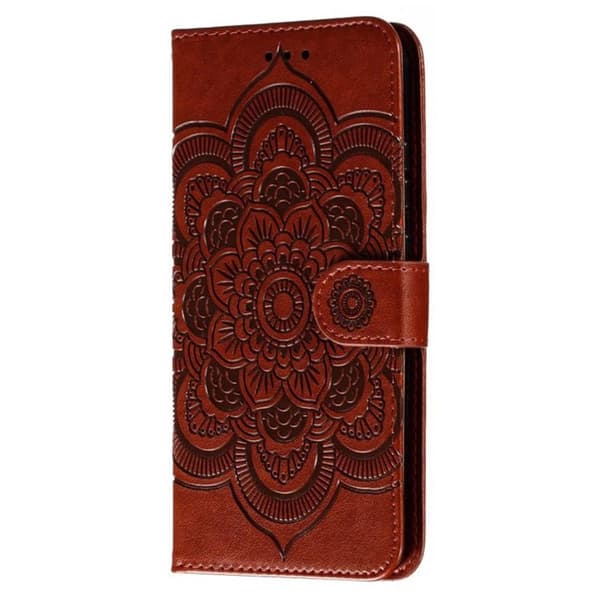 Samsung Galaxy S26 Plånboksfodral Konstläder Mandala Tryckt Design - Brun
