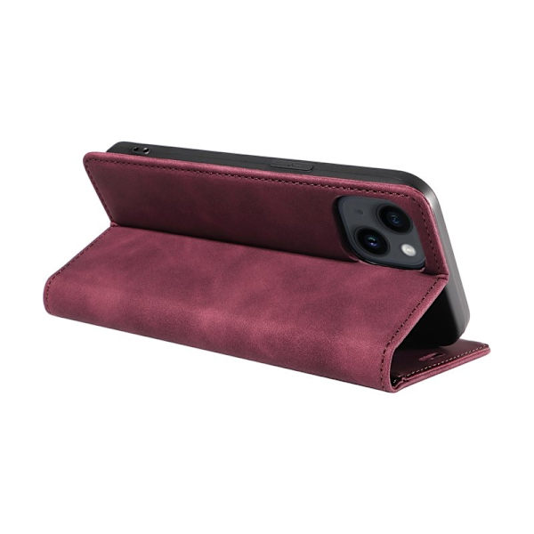 BETOPNICE 003 iPhone 15 Plus Plånboksfodral Konstläder - Röd