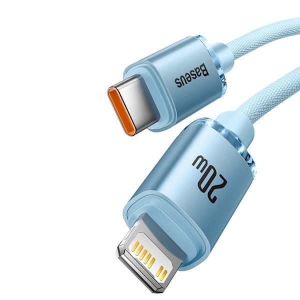 Baseus Crystal Shine Typ-C till Lightning-kabel 20W 1,2m - Blå Blå