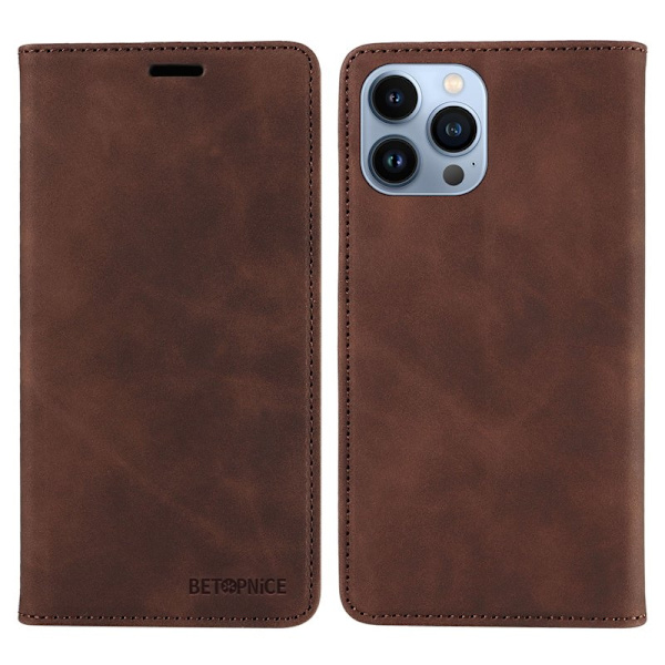 BETOPNICE 003 Plånboksfodral för iPhone 13 Pro - RFID Blocking Konstläder - Brun