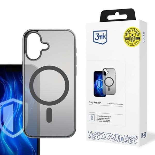 3MK Telefontaske til iPhone 16 MagSafe Frosty - Sort Black