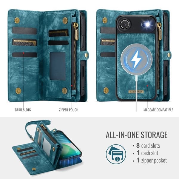 CASEME 008 iPhone Air Plånboksfodral i Konstläder med Blå