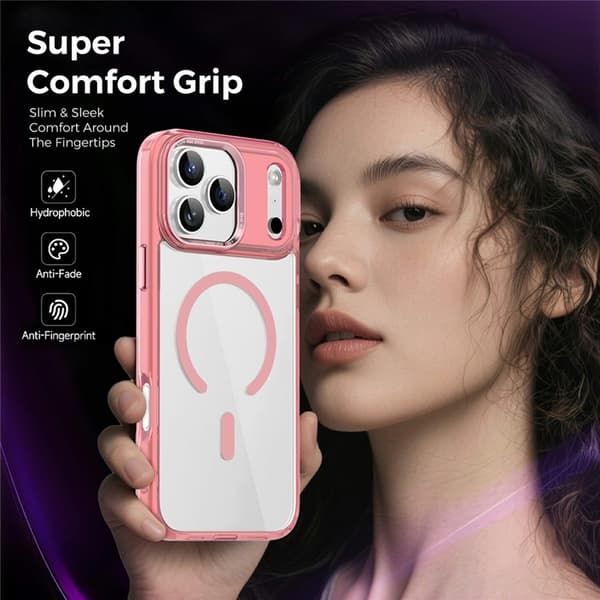 Mobilskal till iPhone 17 Pro MagSafe Transparent TPU+PC - Rosa Rosa