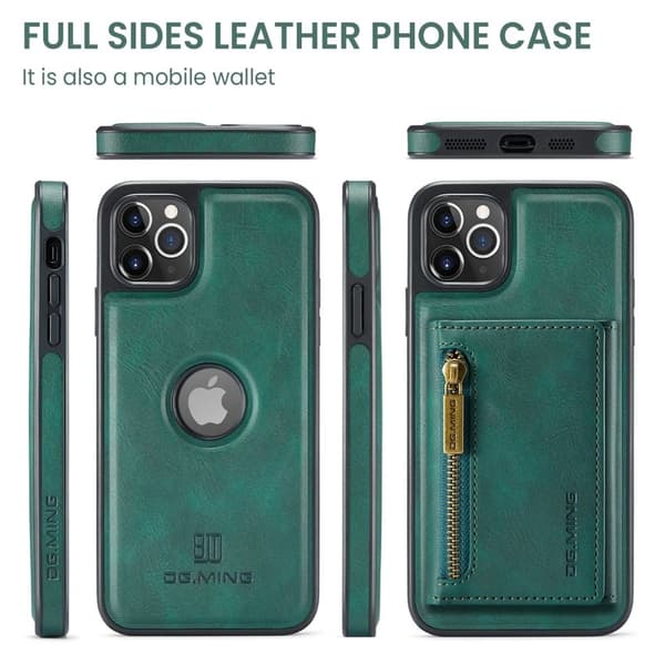 DG.MING M5 Series Mobilskal till iPhone 11 Pro Konstläder Magnetiskt Grön