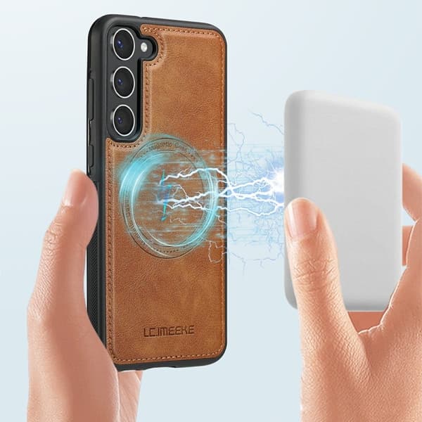 LC.IMEEKE Samsung Galaxy S23+ Plånboksfodral Konstläder - Brun