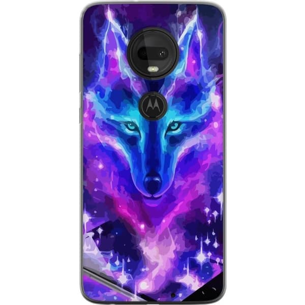 Telefontaske til Motorola Moto G7 med Neon Wolf