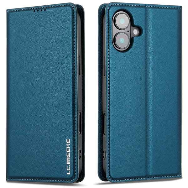 LC.IMEEKE L1 Series iPhone 17 Plånboksfodral Konstläder - Blå Blå