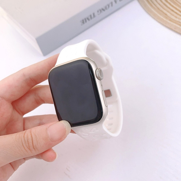 Apple Watch (38/40/41mm) Armband Leopard Texture - Vit Vit