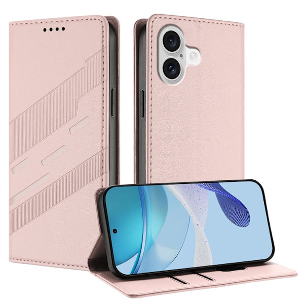 iPhone 17 Plånboksfodral Punk Style Imprinted - Rosa Rosa