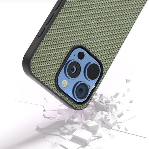 ABEEL Mobilskal till iPhone 16 Pro Kolfiber Textur PU+PC+TPU Grön
