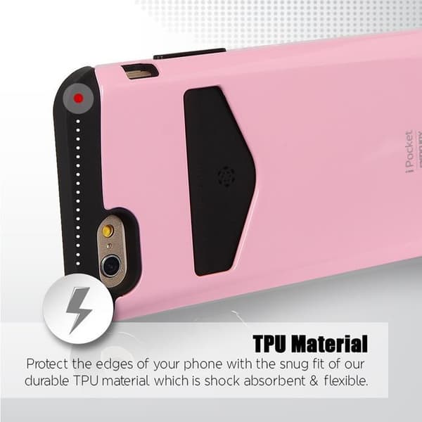 Mercury iPocket skal med kortplats till Apple iPhone 6(S) Plus -  Rosa Pink