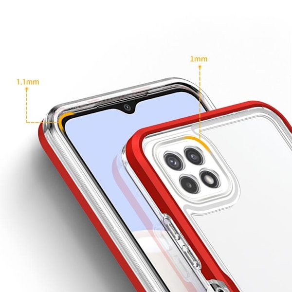 Galaxy A22 5G Skal Clear 3in1 - Röd