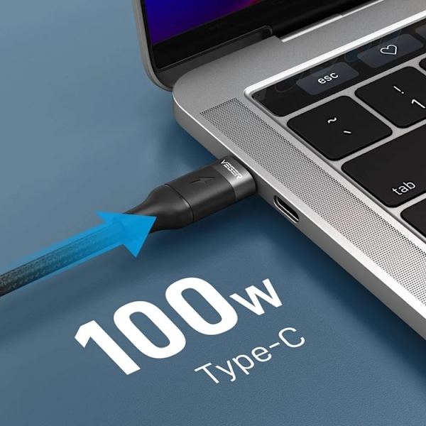 Veger USB-C til USB-C Kabel 1.5m 2.4A - Sort Svart