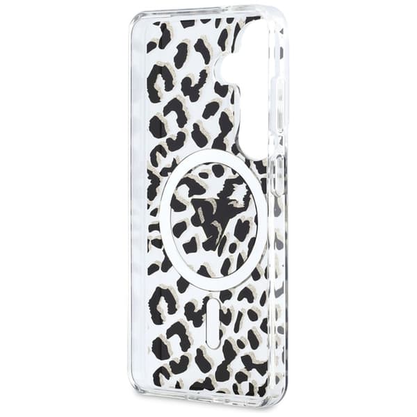 Guess Mobilskal För Galaxy S26 MagSafe IML Leopard Print Triangle Svart