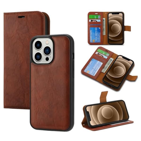 iPhone 15 Pro Plånboksfodral 2-in-1 Detachable - Brun Brun