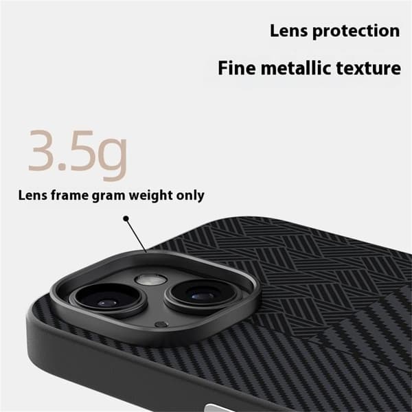 ABEEL Mobilskal till iPhone 14 PC TPU Aluminium PU Läder MagSafe - Textur 1
