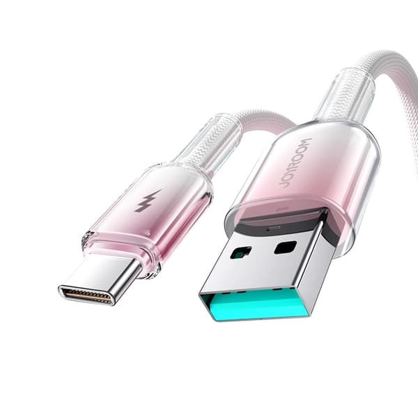 Joyroom S-A42 USB-A - USB-C 3A 1.2m Kabel Crystal-Clear Series - Vit Vit