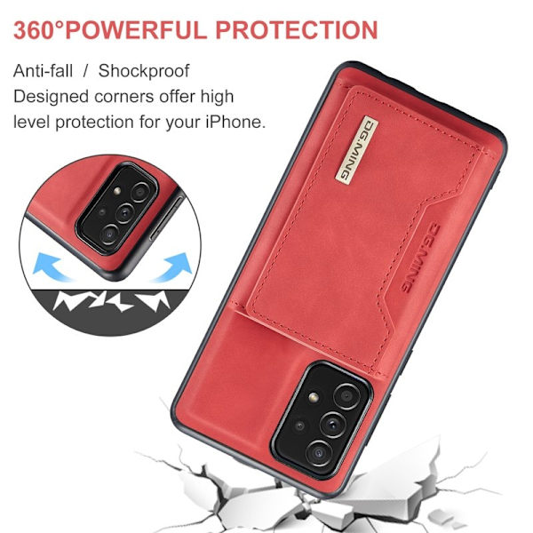 DG.MING M2 Tri-fold Plånboksfodral Samsung Galaxy A52s 5G Röd