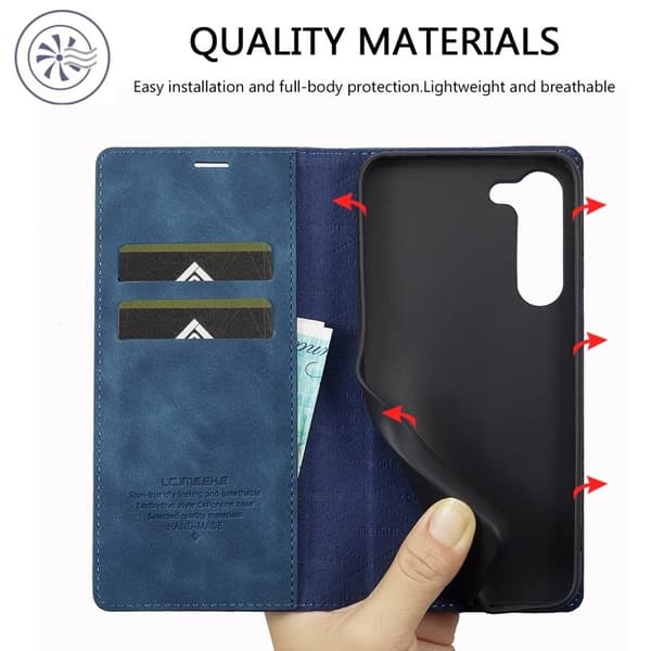 LC.IMEEKE Samsung Galaxy S24+ Plånboksfodral i Konstläder- Blå