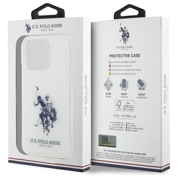 US Polo Mobilskal till iPhone 15 Pro Max Shiny Big Logo - Vit