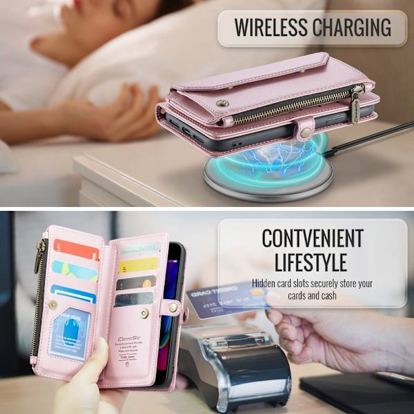 CASEME Plånboksfodral Konstläder för iPhone 6 Plus/7 Plus/8 Plus - Rosa