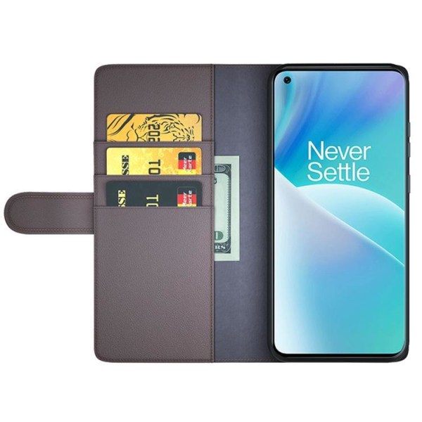 OnePlus Nord 2T 5G lompakkokotelo aitoa nahkaa läppäkotelo - ruskea