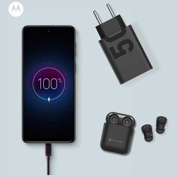 Motorola Hurtigoplader 50W 1xUSB-A 1xUSB-C med 1m Kabel TurboPower - Sort Svart