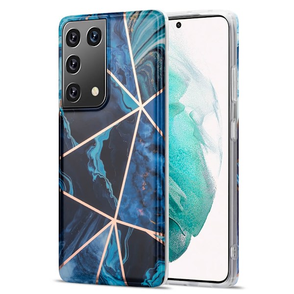 BOOM - Grid skal Galaxy S21 Ultra - Blå Marmor Blå