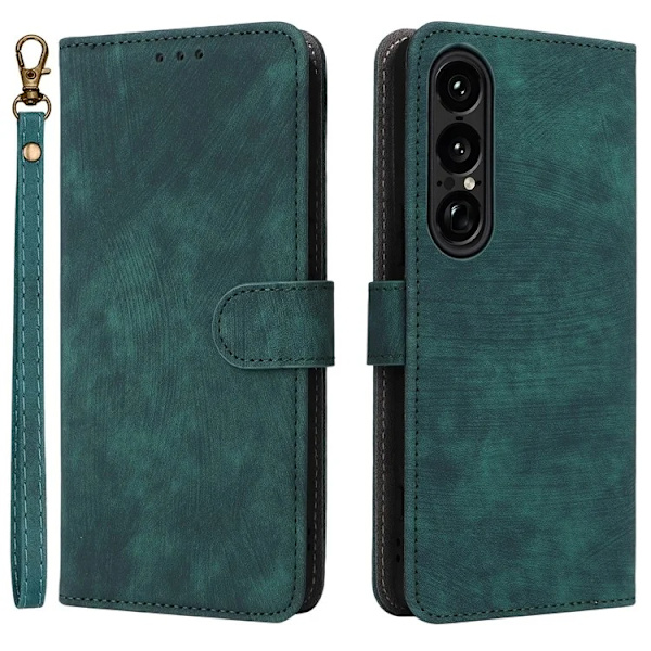 Sony Xperia 1 VII Plånboksfodral RFID Kickstand med rem - Grön Grön