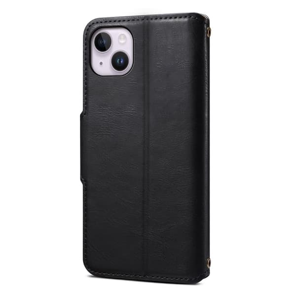 DENIOR iPhone 15 Plus Plånboksfodral i Konstläder med - Svart