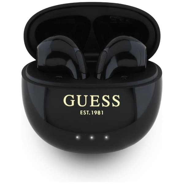 Guess TWS In-Ear Hörlurar Glossy Effect Egg Shape Printed Logo - Svart Svart