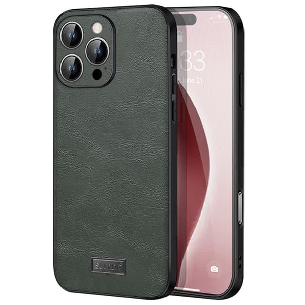SULADA Mobilskal till iPhone 16 Pro PU Läder + TPU + PC - Grön