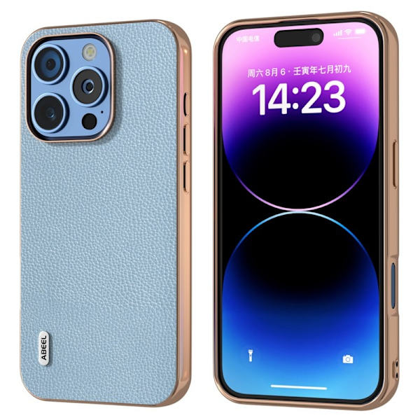 ABEEL Mobilskal till iPhone 16 Pro Max Äkta Läder + PC + TPU - Blå