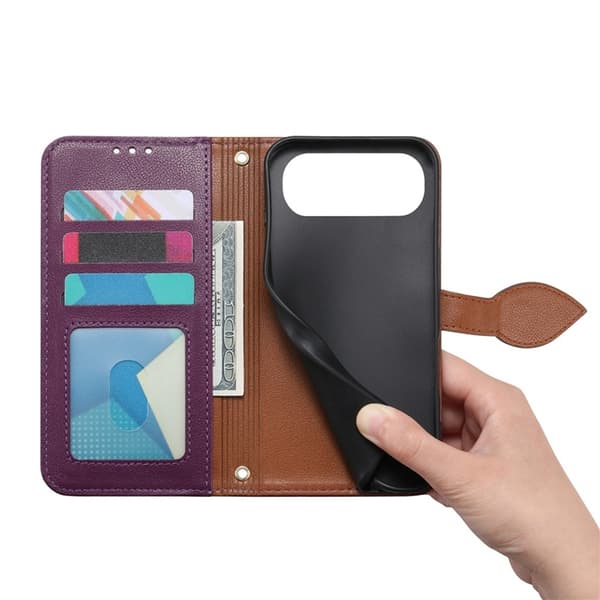 iPhone Air Plånboksfodral Leaf Magnetiskt Spänne Konstläder - Lila Lila