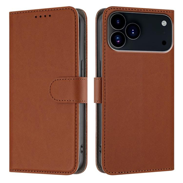 iPhone 17 Pro Max Konstläder Plånboksfodral Solid Color - Kaffe Brun