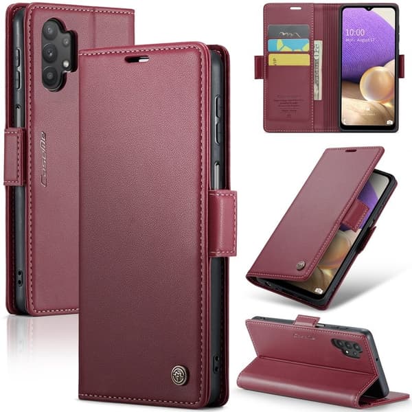 CASEME Plånboksfodral Konstläder för Samsung Galaxy A32 5G - Röd