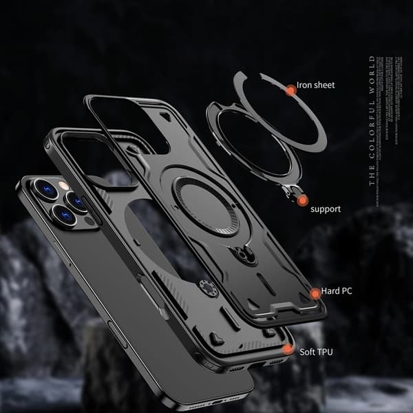 Telefontaske til iPhone 16 Pro MagSafe Hybrid Armor Trendy - Sort Black