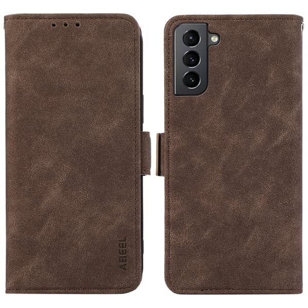 ABEEL Samsung Galaxy S21+ Plånboksfodral Konstläder Magnetisk Brun