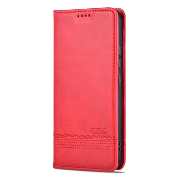 AZNS Xiaomi 14 Konstläder Plånboksfodral Anti-Scratch Ställ - Röd
